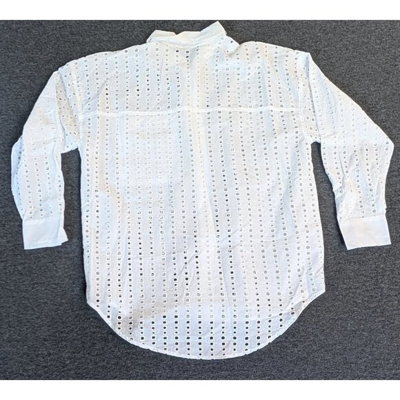 CALIA Women's Oversized Long Sleeve Button Down Swim Cover Up White Size XXS - Picture 7 of 7